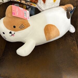 Daiso Cat Hug Pillow - White and Brown